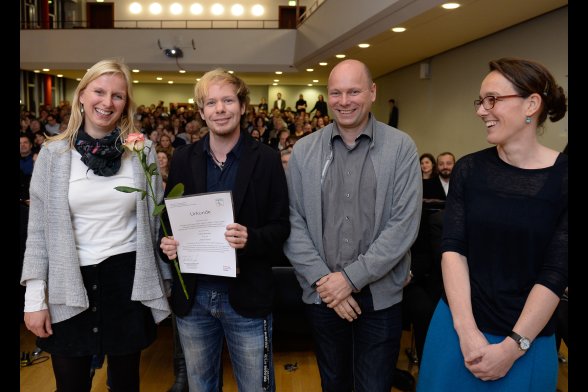 Hall of Fame WS15/16 - Janine Birwer, Tobias Ritschel, Udo Seelmeyer und Melanie Werner (v.l.)