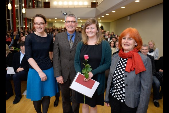 Hall of Fame WS15/16 - Melanie Werner, Herbert Schubert, Ann-Kathrin Storck und Heidrun Stenzel (v.l.)