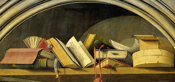 Still Life with Books in a Niche (1442-1445) Barthélémy d´Eyck (Bild: Rijksmuseum, Amsterdam)