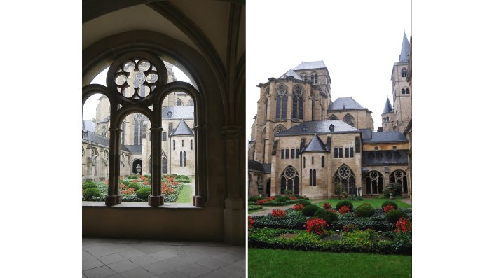 Ein kleines Paradies, auch bei Regen - der Kreuzgang zwischen Dom und Liebfrauenkirche.