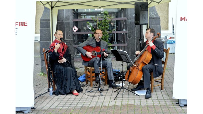 2 Musiker und eine Sängerin beim Get-Together