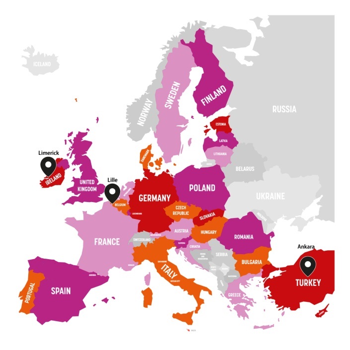 Map with partner universities of ivwKöln