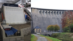 Aggertalsperre im Labor und in Natur (Bild: FH Köln) Aggertalsperre im Labor und in Natur (Bild: FH Köln)