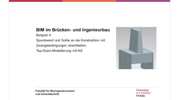 Beispiel 4: Spundwand und Sohle an die Konstruktion mit Zwangsbedingungen anschließen (Bild: Nöldgen / TH Köln)