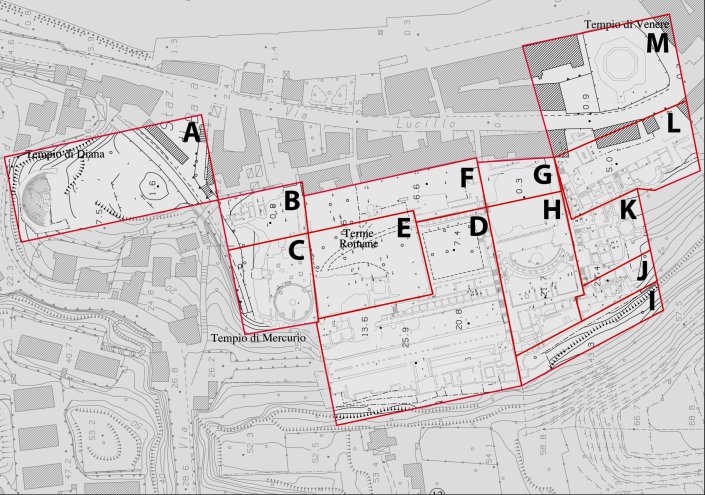 Planzeichnung des Archäologischen Parks von Baiae