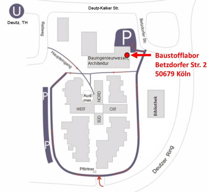 Anfahrtsskizze zum Labor für Bau- und Werkstoffprüfung