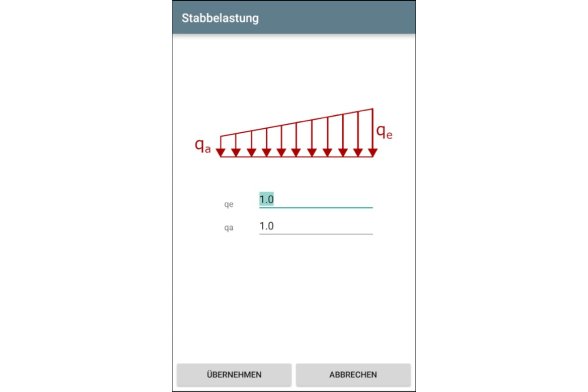 Eingabe der Stabbelastung in STAB.KRAFT light