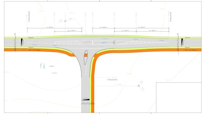 Entwurf einer Einmündung im Lageplan