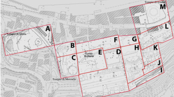 Planzeichnung des Archäologischen Parks von Baiae Planzeichnung des Archäologischen Parks von Baiae