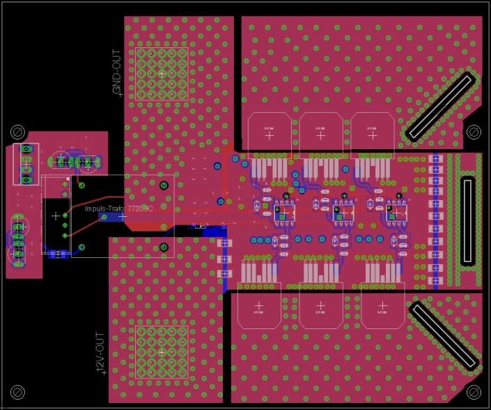 Platinen Layout der zweiten Version der synchronen Gleichrichtung