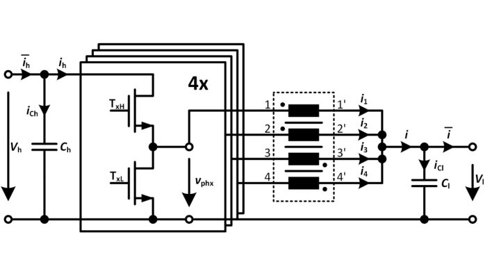 Voltage = 48V, Current = 170A, Volume = 24cm^3 = 46.3 x 46.3 x 11.25mm^3 (overall outer cuboid inductor volume)