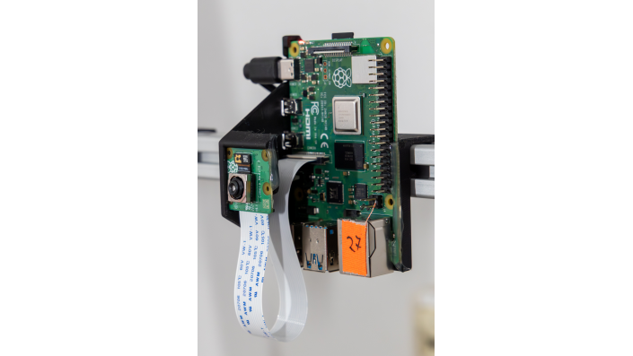 Fertig montiertes Kameramodul und Raspberry Pi