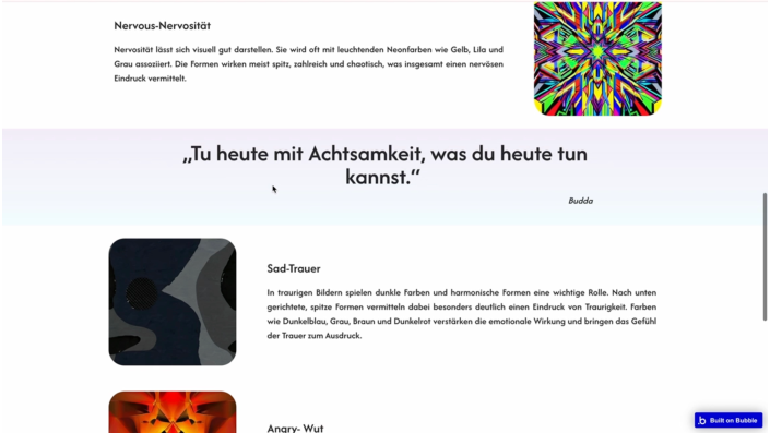 Ausschnitt aus der Web Applikation