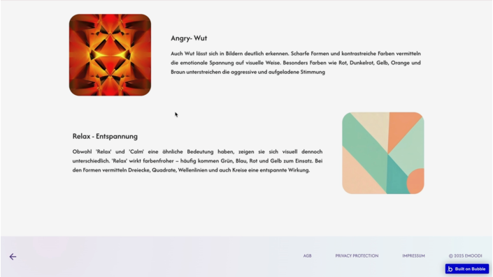 Ausschnitt aus der Web Applikation