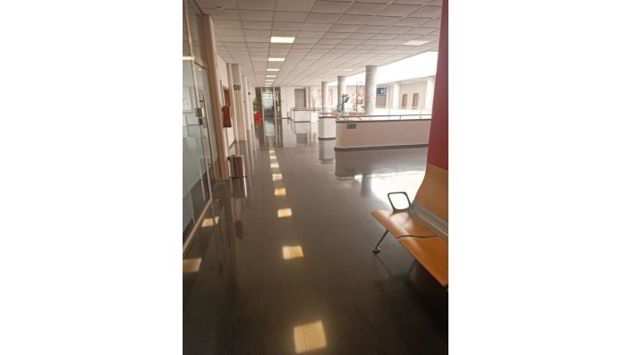 Inside the faculty building corridors, common areas, and study spaces