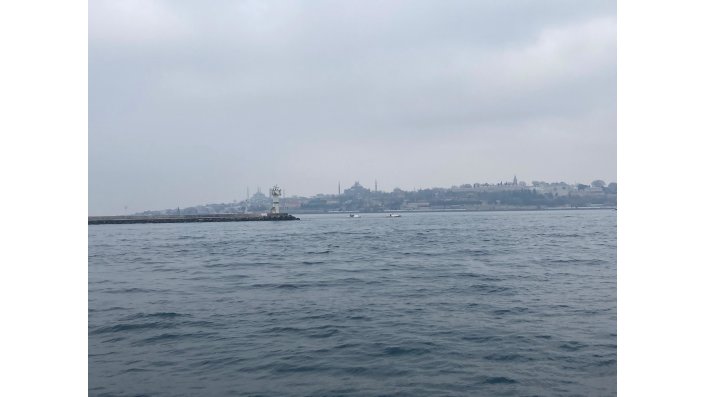 Sultan Ahmet von Fähre aus im Winter