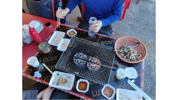 Gegrillter ganz frischer Fisch in Sokcho