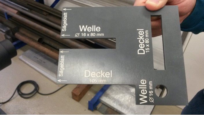 Schablone für Welle und Deckel