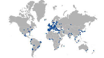 Weltkarte Partnerhochschulen TH Köln (Bild: International Office)