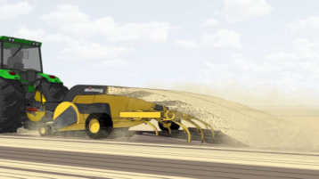 Modulares, integratives biomasse-Mulch-Bodenvermischungs-System an Traktor auf dem Acker (Bild: Nils Rebhahn)