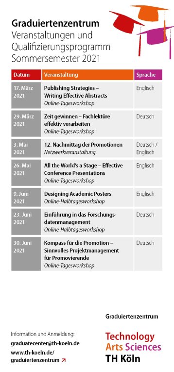 Graduiertenzentrum Programm Sommersemester 2021 Graduiertenzentrum Programm Sommersemester 2021