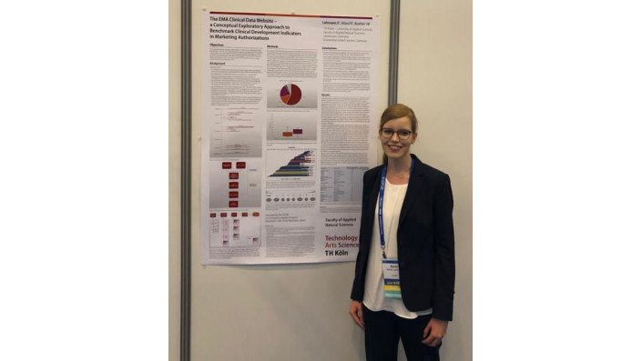 Sarah Lehmann veröffentlichte die Ergebnisse ihrer Abschlussarbeit auf dem ISPOR Europe 2018 in Form eines wissenschaftlichen Posters.