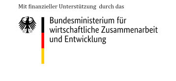 Logo BMZ Deutsch mit Hinweis auf finanzielle Unterstützung