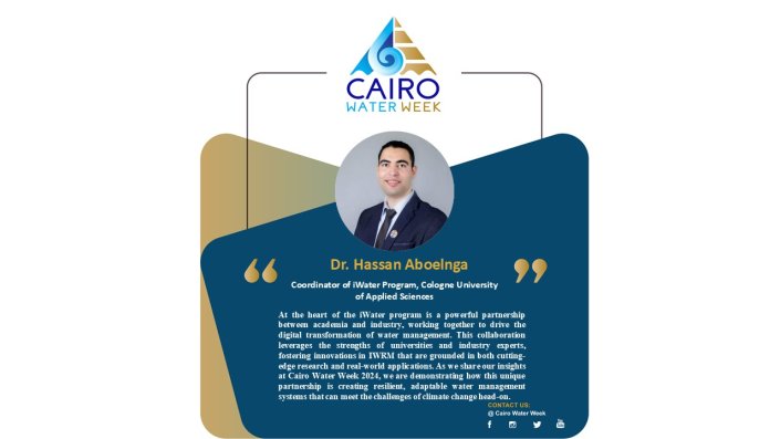 Quote from Dr. Hassan Aboelnga on iWater session at the 7th Cairo Water Week