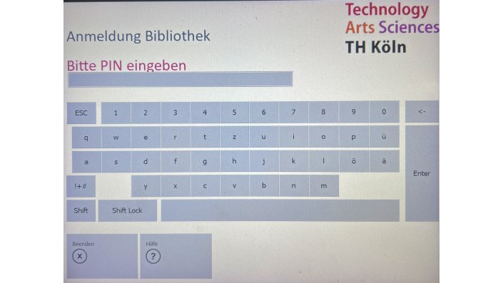 Selbstbedienungs-PIN des Bibliothekskontos eingeben (4-12 Ziffern)