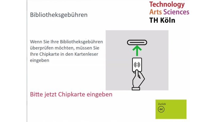 Displayanzeige Kassenautomat: MutiCa in das Gerät eingeben