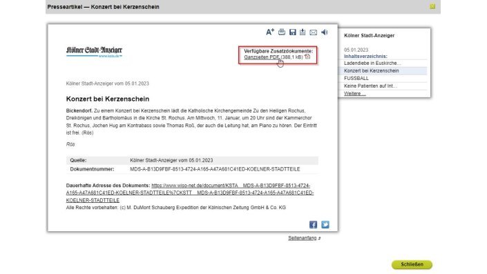 Screenshot Anleitung Presseartikel in WISO aufrufen 7