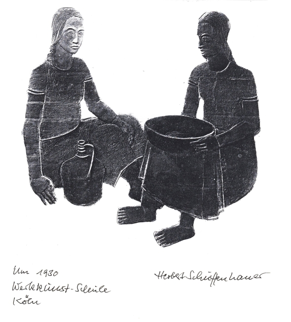 Auf dem Foto sieht man das Relief "Mädchen in der Töpferei" von Herbert Schuffenhauer.