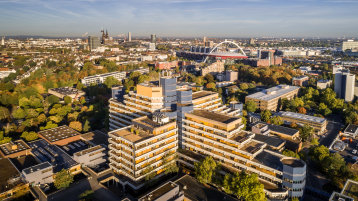 Luftaufnahme der TH-Gebäude am Campus Deutz (Image: Sebastian Hopp / TH Köln)