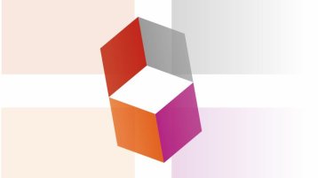 Im Hintergrund 4 ausgebleichte Quadrate in orange, grau, lila und rot. Im Vodergrund ein sechseck in rot, lila, grau und orange. (Bild: TH Köln)