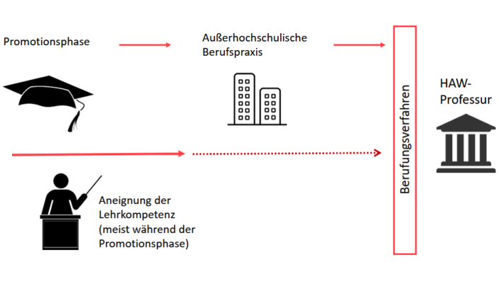 Flussdiagramm zum traditionellen Weg zur Professur