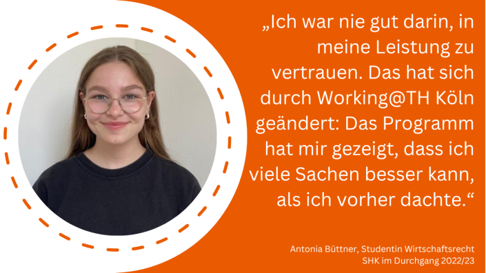 Zitattafel mit Erfahrungsbericht zum ersten Durchlauf von Working@TH Köln