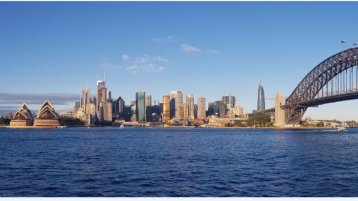 Panorama von Sydney, mit Opernhaus und Habour Bridge