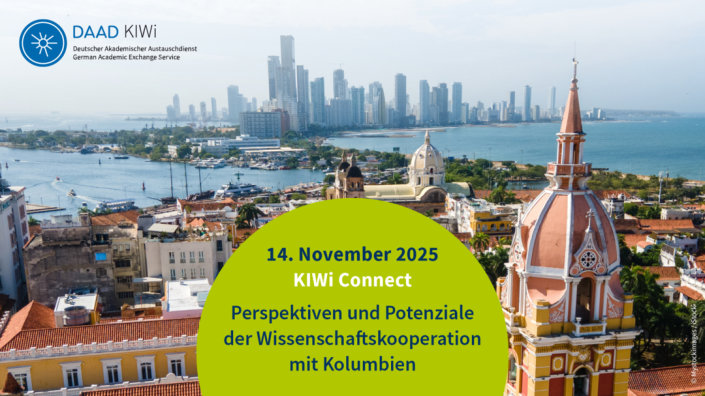 Foto der Stadt Cartagena in Kolumbien mit Textfeld zur Ankündigung des Events