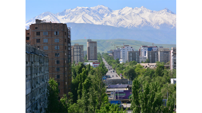 Bishkek with the mountains in the background