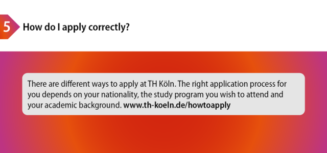 Fifth Step: How do I apply correctly? (Bild:TH Köln / Referat für Internationale Angelegenheiten)