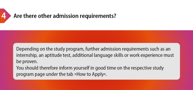 Fourth Step: Are there other admission requirements? (Bild:TH Köln / Referat für Internationale Angelegenheiten)