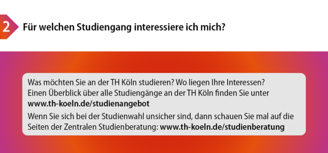 Zweiter Schritt: Für welchen Studiengang interessiere ich mich? (Bild:TH Köln / Referat für Internationale Angelegenheiten)