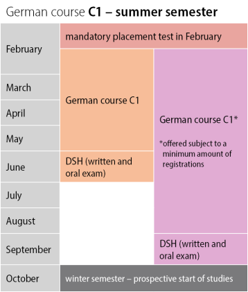 German Course C1 with DSH exam: Semester Cycle Summer Semester