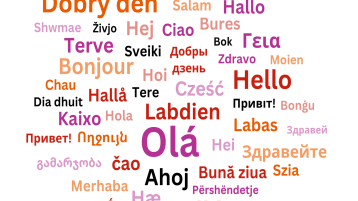Wortwolke Hallo in europäischen Sprachen (Bild: TH Köln)