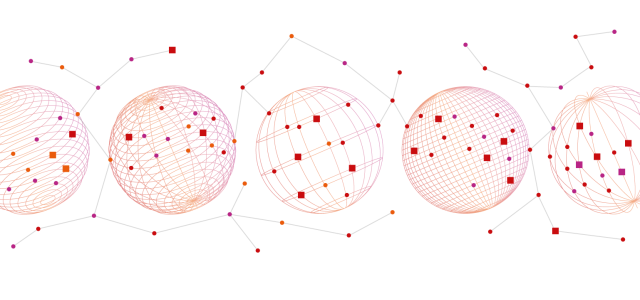 Grafik mit 5 großen Kreis-Symbolen und lauter kleinen Punkten, die durch verschiedene Linien verbunden sind (Bild:TH Köln)