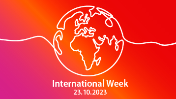 Das Bild hat einen Farbverlauf in den Farben der TH Köln (lila, orange, rot) als Hintergrund. Im Vordergrund geht eine weiße Linie in der MItte des Bildes von links nach rechts über das Bild. In der Mitte ergibt sich aus der Linie eine Weltkugel. Unter der Weltkugel steht International Week und das Datum 23.10.2023. (Bild: stock.adobe.com_EVGENIY) Das Bild hat einen Farbverlauf in den Farben der TH Köln (lila, orange, rot) als Hintergrund. Im Vordergrund geht eine weiße Linie in der MItte des Bildes von links nach rechts über das Bild. In der Mitte ergibt sich aus der Linie eine Weltkugel. Unter der Weltkugel steht International Week und das Datum 23.10.2023. (Bild: stock.adobe.com_EVGENIY)