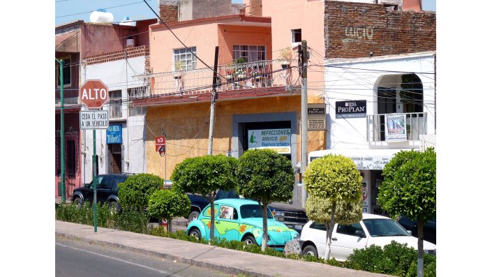 Straße in Queretaro mit VW Käfern