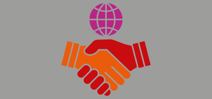 Symbolische Darstellung eines Handschlags mit der Erdkugel im Hintergrund (Image: TH Köln/ R02, Basis: Adobe Stock_1328681864_Mirikiteki)