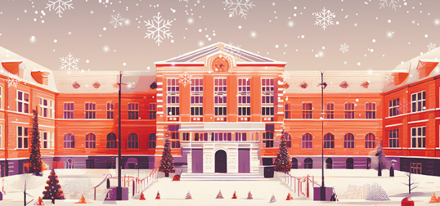 KI-generiertes Weihnachtsmotiv der Claudiusstraße (Bild:TH Köln, mit Nutzung von KI erstellt)