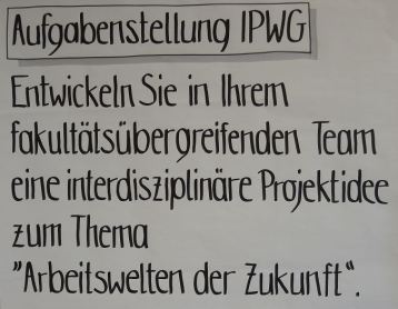 Auszug der Aufgabenstellung des IPWG im Wintersemester 2017/18 auf dem Flipchart